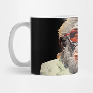 Cigar Smoking Orangutan: Sophisticated Orangutan Charm on a dark (Knocked Out) background Mug